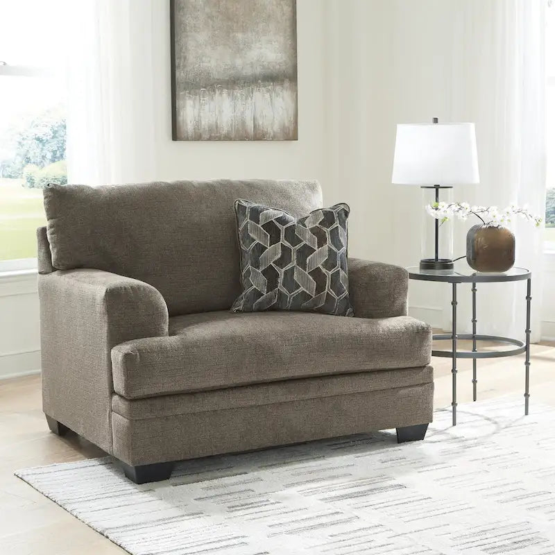 Ensemble de 2 pièces : fauteuil rembourré et pouf