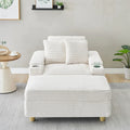 Fauteuil simple avec accoudoirs de rangement et pouf, 145 cm