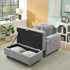 Fauteuil simple avec accoudoirs de rangement et pouf, 145 cm