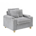 Fauteuil simple avec accoudoirs de rangement et pouf, 145 cm