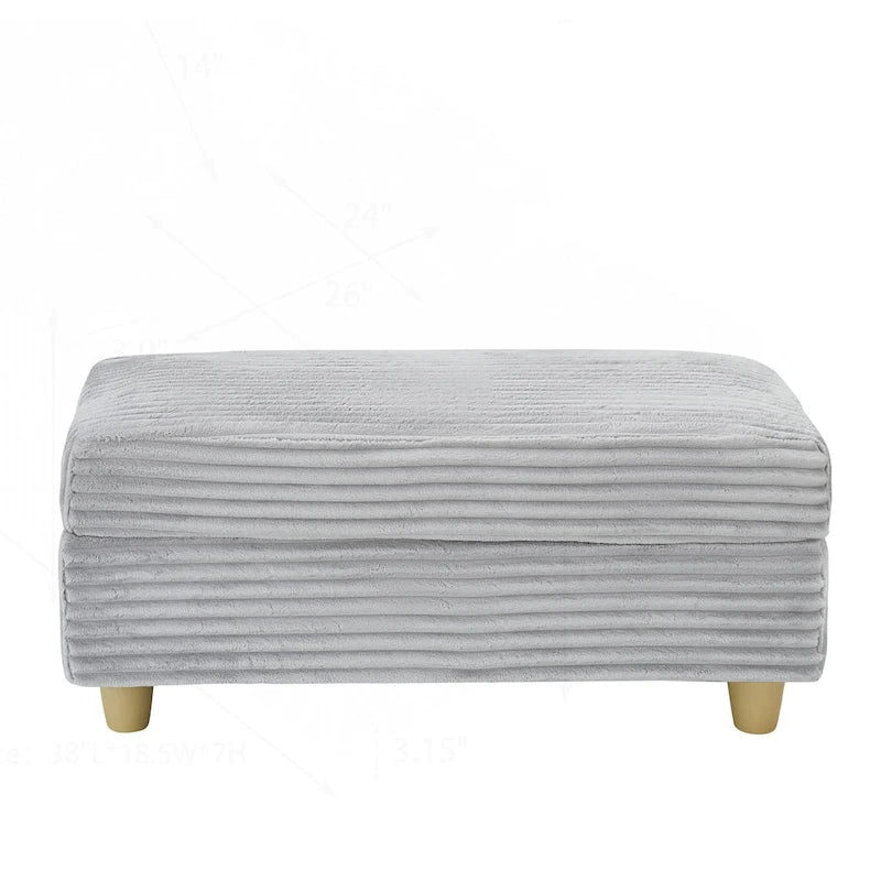 Fauteuil simple avec accoudoirs de rangement et pouf, 145 cm