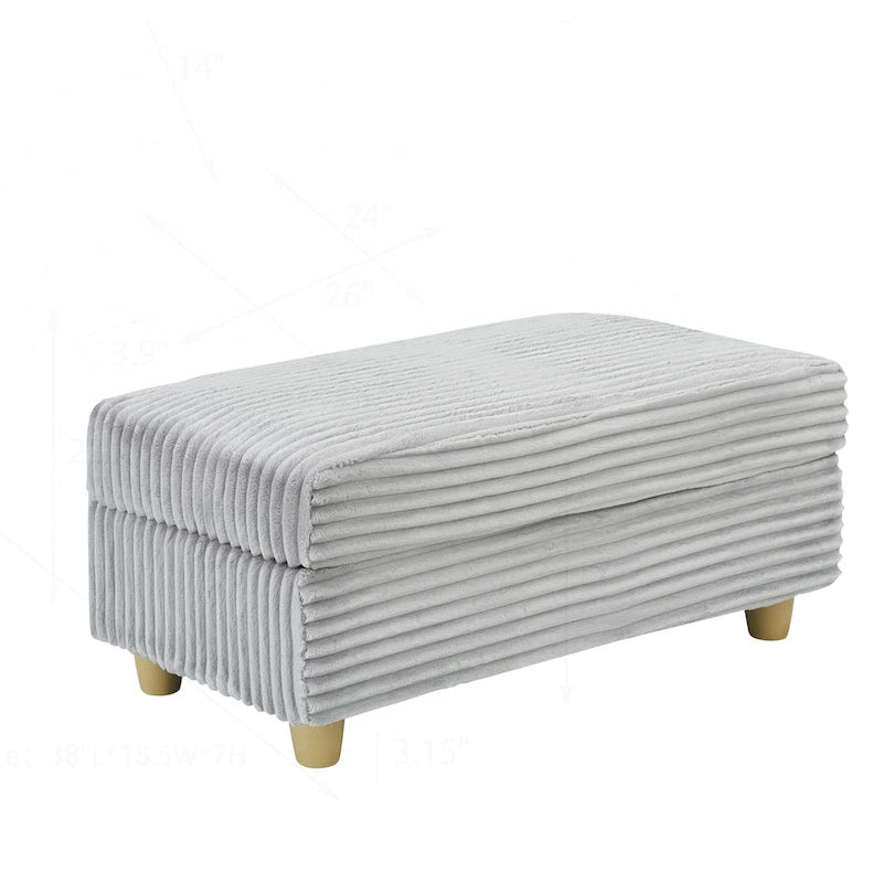 Fauteuil simple avec accoudoirs de rangement et pouf, 145 cm