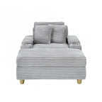 Fauteuil simple avec accoudoirs de rangement et pouf, 145 cm