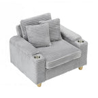 Fauteuil simple avec accoudoirs de rangement et pouf, 145 cm