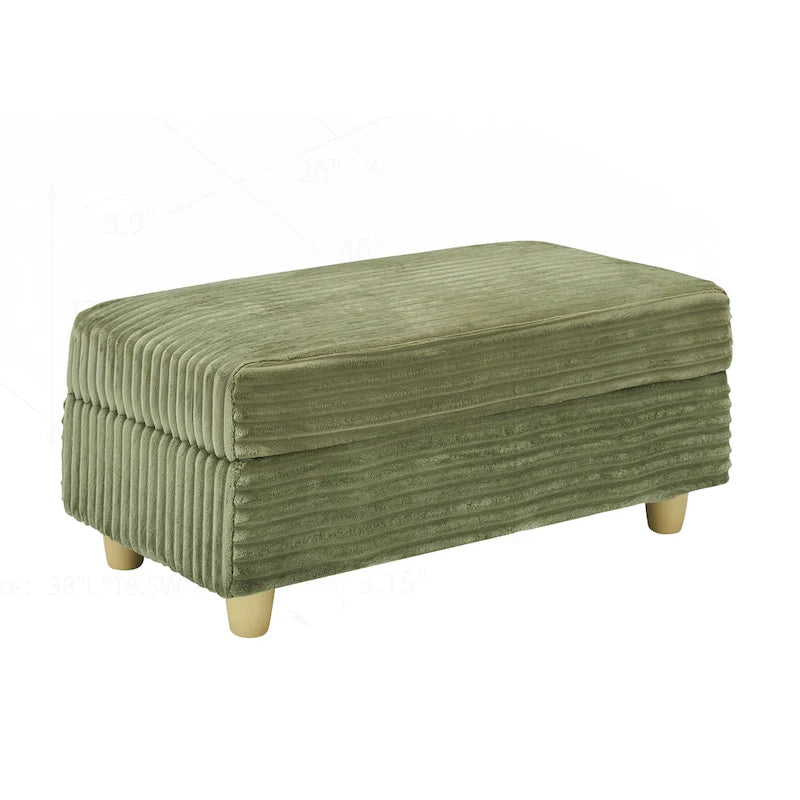 Fauteuil simple avec accoudoirs de rangement et pouf, 145 cm