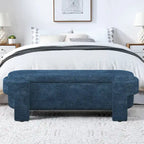 Banc de rangement capitonné en tissu de lin et coussin en mousse