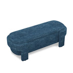 Banc de rangement capitonné en tissu de lin et coussin en mousse