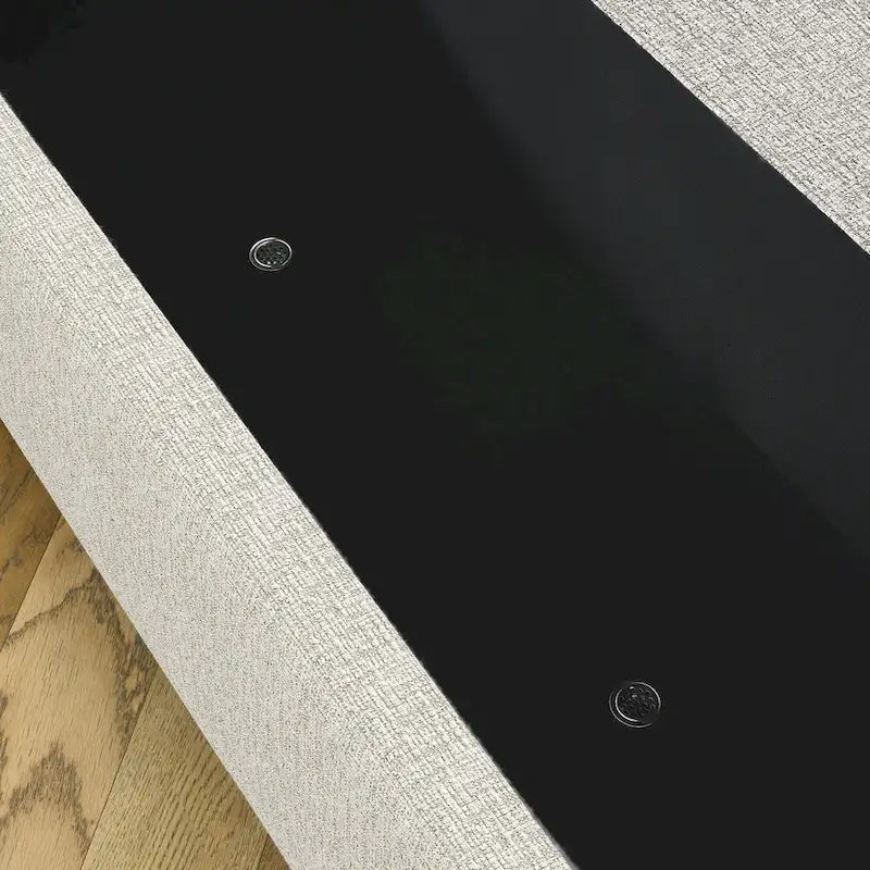 Banc de rangement capitonné en tissu de lin et coussin en mousse
