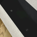 Banc de rangement capitonné en tissu de lin et coussin en mousse