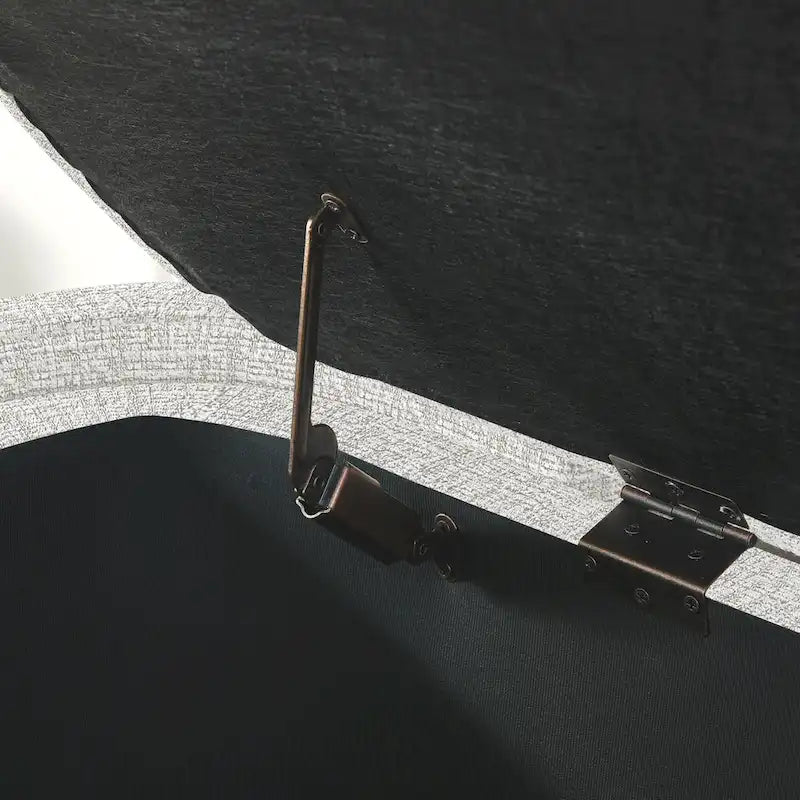 Banc de rangement capitonné en tissu de lin et coussin en mousse