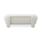 Banc de rangement capitonné en tissu de lin et coussin en mousse
