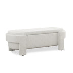 Banc de rangement capitonné en tissu de lin et coussin en mousse