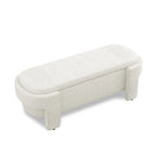 Banc de rangement capitonné en tissu de lin et coussin en mousse