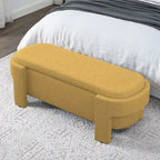 Banc de rangement capitonné en tissu de lin et coussin en mousse