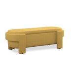 Banc de rangement capitonné en tissu de lin et coussin en mousse