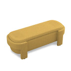 Banc de rangement capitonné en tissu de lin et coussin en mousse