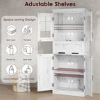 Armoire haute de rangement avec portes vitrées et tiroir