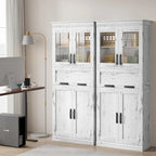 Armoire haute de rangement avec portes vitrées et tiroir