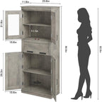 Armoire haute de rangement avec portes vitrées et tiroir