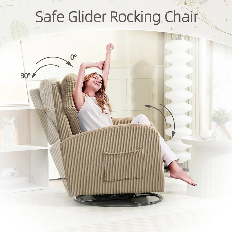 Fauteuil à bascule pivotant et inclinable rembourré