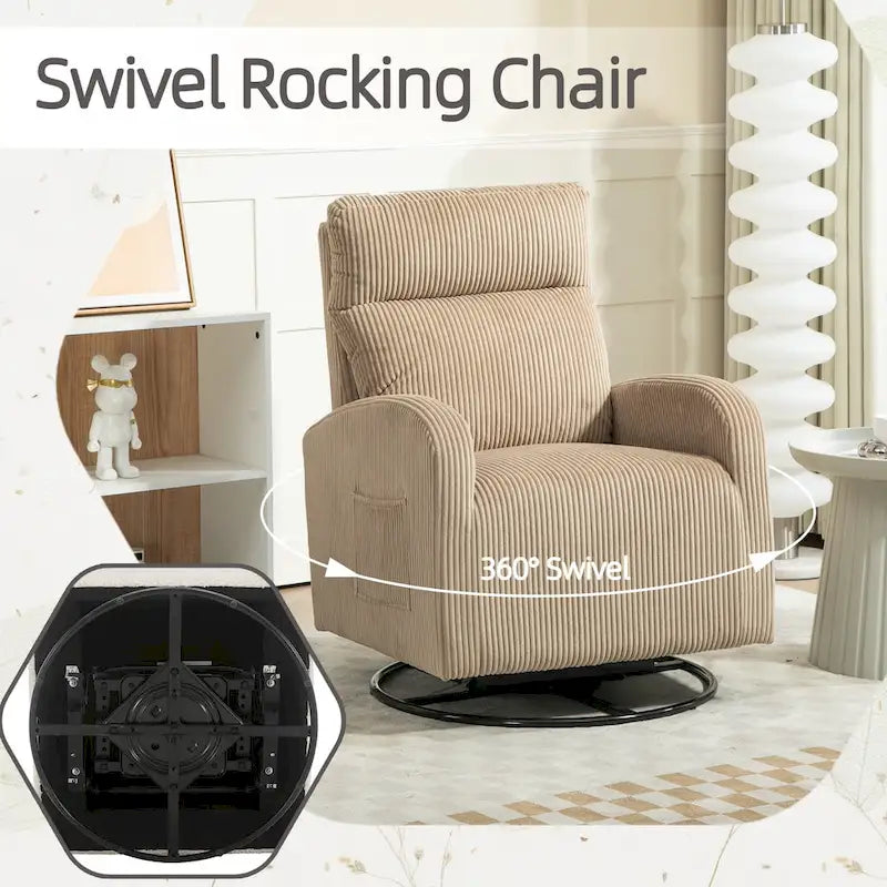 Fauteuil à bascule pivotant et inclinable rembourré