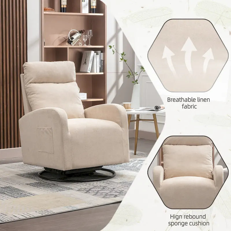 Fauteuil à bascule pivotant et inclinable rembourré