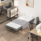 Lit pliant portable avec matelas en mousse à mémoire de forme et roulettes
