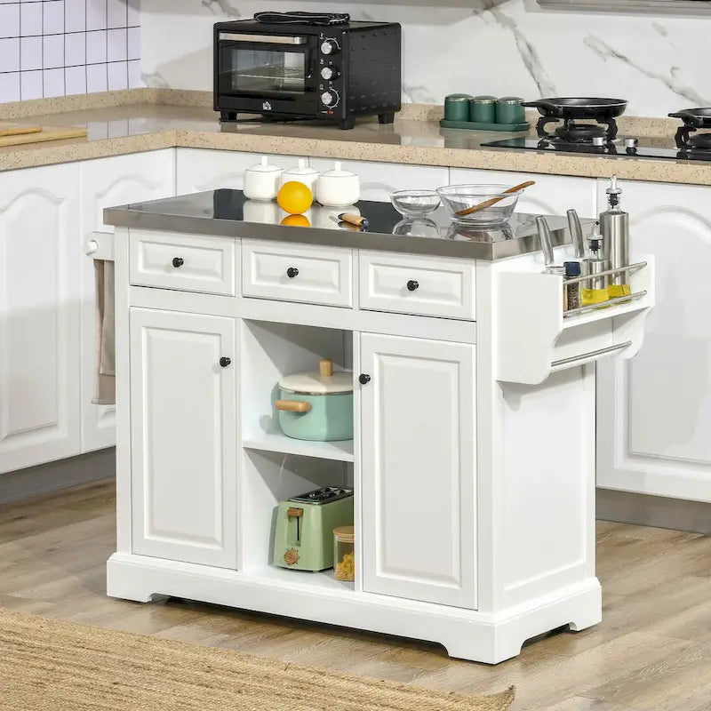 Îlot de cuisine roulant avec rangement