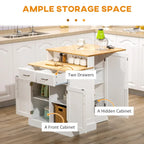 Îlot de cuisine avec armoire de rangement et plan de travail en bois d'hévéa à 2 niveaux