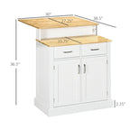 Îlot de cuisine avec armoire de rangement et plan de travail en bois d'hévéa à 2 niveaux