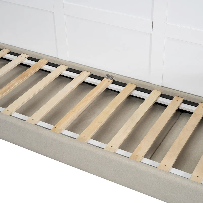 Lit escamotable Queen Size avec canapé - Design convertible 2-en-1 compact avec rangement intégré et mécanisme à double piston