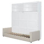 Lit escamotable Queen Size avec canapé - Design convertible 2-en-1 compact avec rangement intégré et mécanisme à double piston