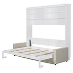 Lit escamotable Queen Size avec canapé - Design convertible 2-en-1 compact avec rangement intégré et mécanisme à double piston