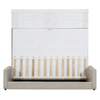 Lit escamotable Queen Size avec canapé - Design convertible 2-en-1 compact avec rangement intégré et mécanisme à double piston
