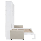 Lit escamotable Queen Size avec canapé - Design convertible 2-en-1 compact avec rangement intégré et mécanisme à double piston