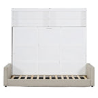 Lit escamotable Queen Size avec canapé - Design convertible 2-en-1 compact avec rangement intégré et mécanisme à double piston