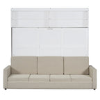 Lit escamotable Queen Size avec canapé - Design convertible 2-en-1 compact avec rangement intégré et mécanisme à double piston