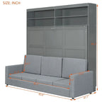Lit escamotable Queen Size avec canapé - Design convertible 2-en-1 compact avec rangement intégré et mécanisme à double piston