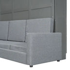 Lit escamotable Queen Size avec canapé - Design convertible 2-en-1 compact avec rangement intégré et mécanisme à double piston