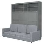 Lit escamotable Queen Size avec canapé - Design convertible 2-en-1 compact avec rangement intégré et mécanisme à double piston