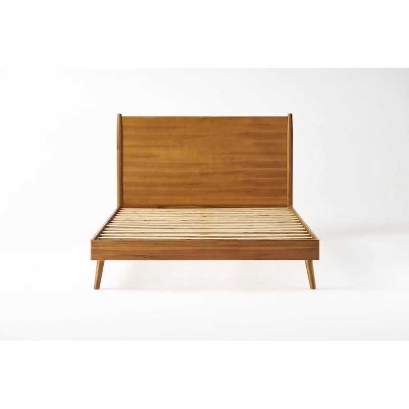 Lit plateforme en bois d'acacia King Size avec pieds évasés