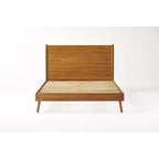 Lit plateforme en bois d'acacia King Size avec pieds évasés