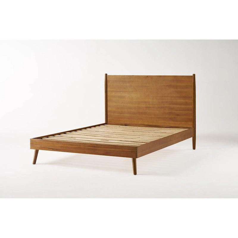 Lit plateforme en bois d'acacia King Size avec pieds évasés