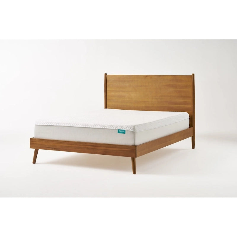 Lit plateforme en bois d'acacia King Size avec pieds évasés