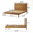 Lit plateforme en bois d'acacia King Size avec pieds évasés