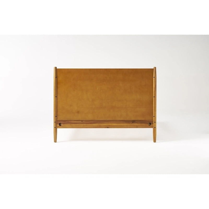 Lit plateforme en bois d'acacia King Size avec pieds évasés