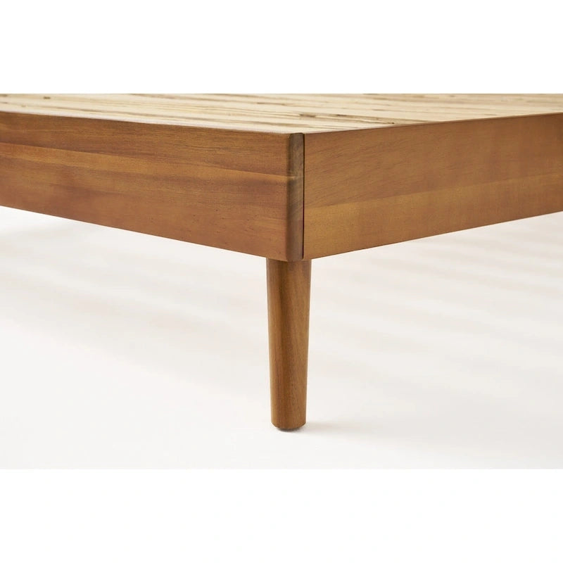 Lit plateforme en bois d'acacia King Size avec pieds évasés