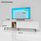 Meuble TV 77" avec rangements et station de charge intégrée pour téléviseurs jusqu'à 70"