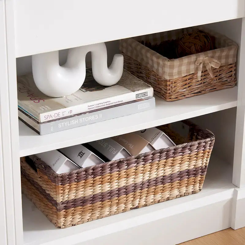 Meuble TV blanc avec armoire et étagères réglables pour téléviseurs jusqu'à 65 pouces