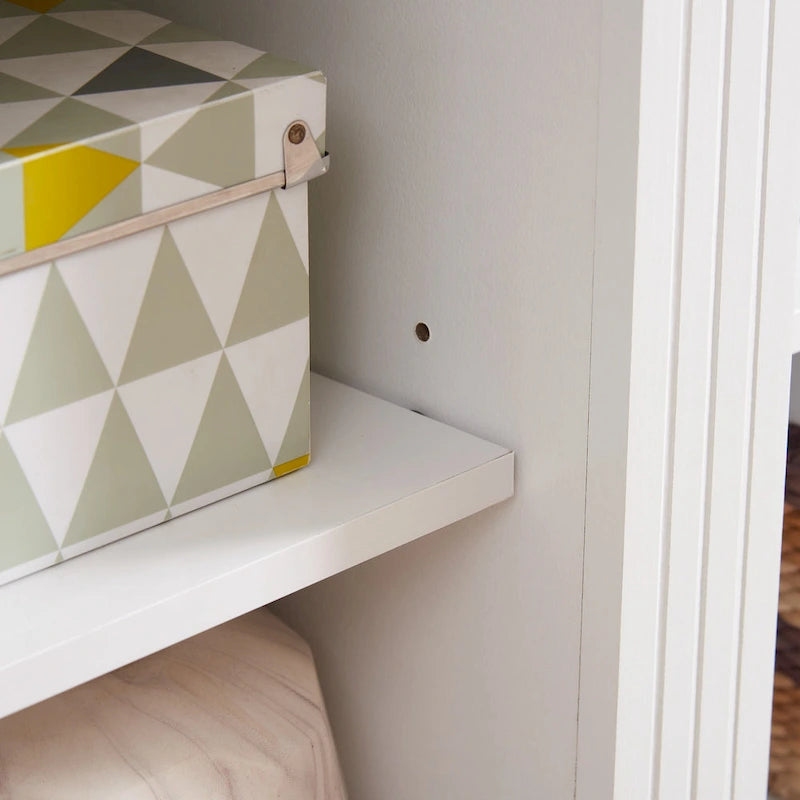 Meuble TV blanc avec armoire et étagères réglables pour téléviseurs jusqu'à 65 pouces